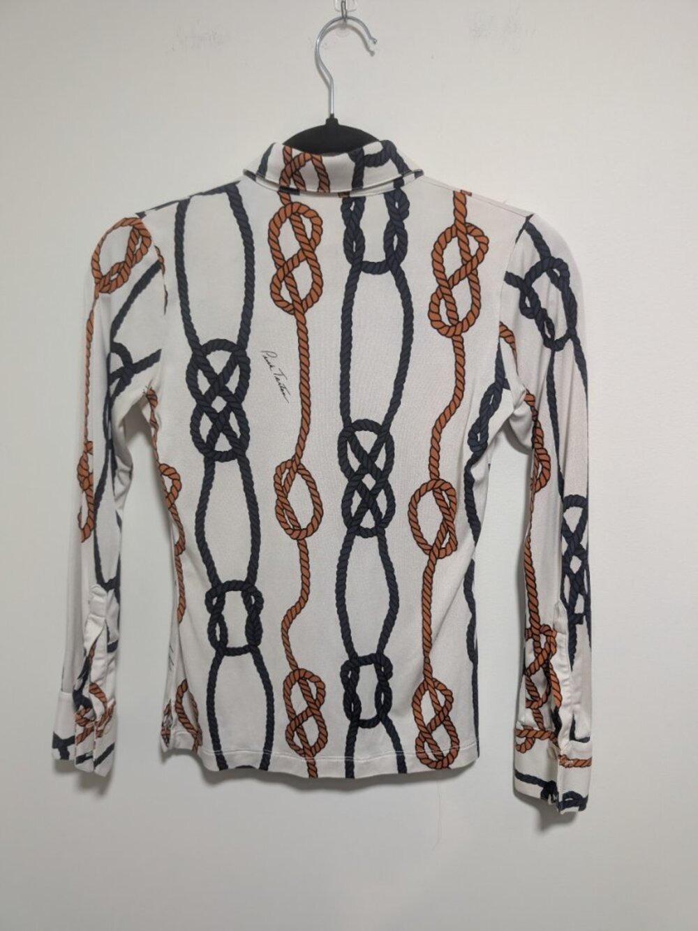 Pink Tartan | Rope Print Collared Button Up Top In Cream - Picture 2 of 7